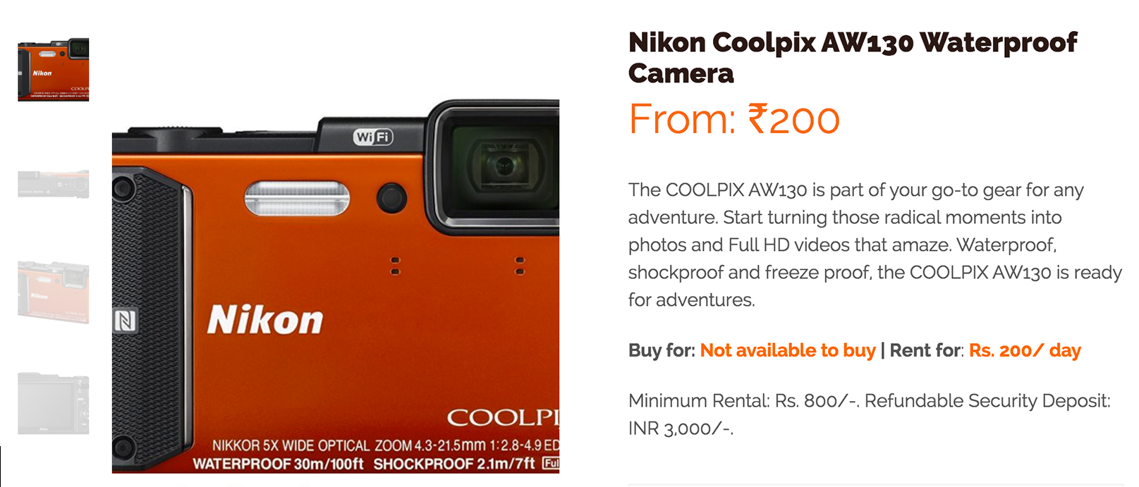 Nikon Coolpix AW130 Waterproof Camera