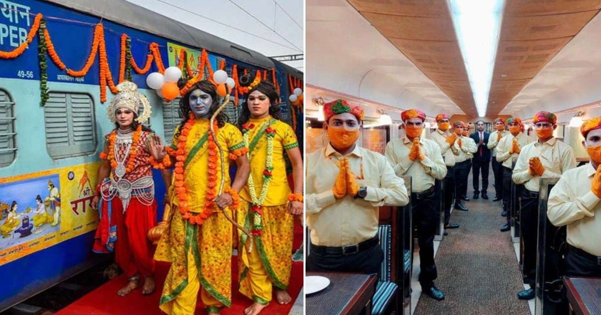 Indian Railways Changes Saffron Dress Code Of Ramayana Express Waiters After Backlash From Seers