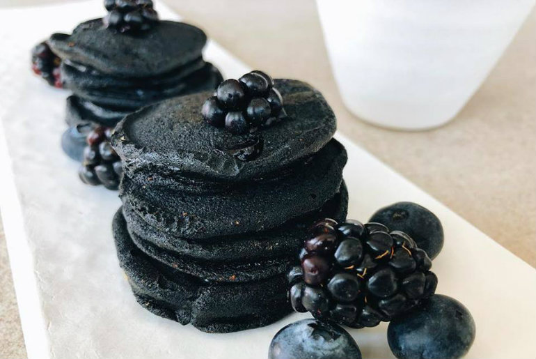 Activated Charcoal Pancakes At No.Fifty Seven Boutique Cafe