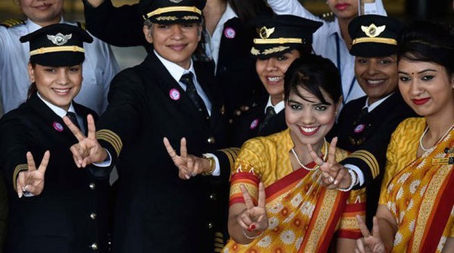 All Women Crew At Air India For Women’s Day!