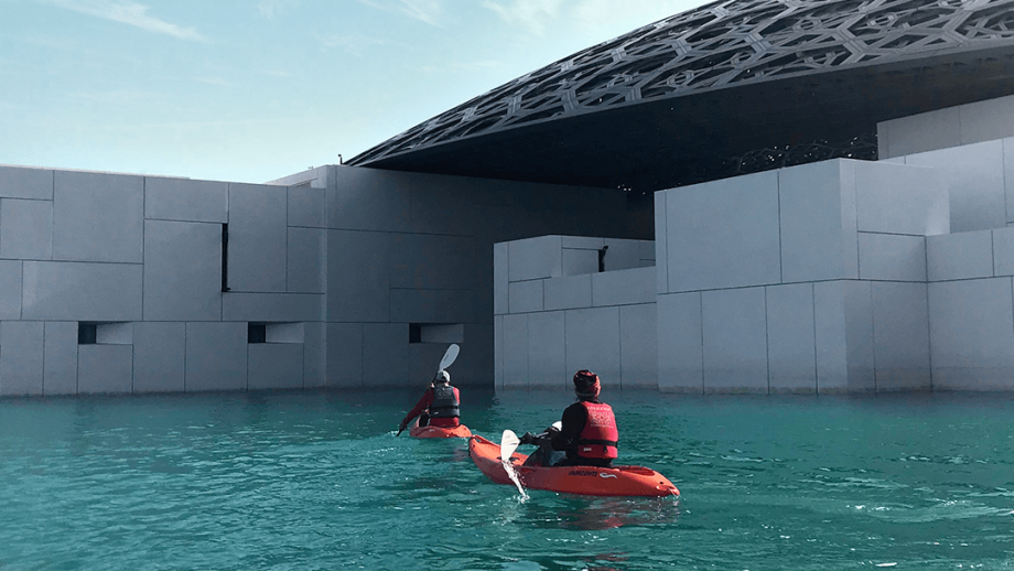 Kayak Under The Beautiful Louvre Dome In Abu Dhabi
