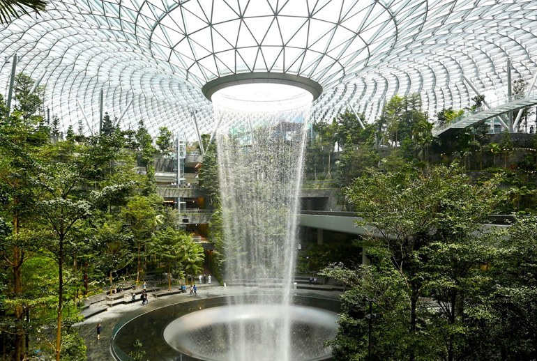 World’s Tallest Indoor Waterfall Opens In Changi Airport