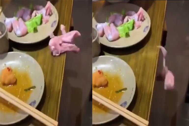 Raw Chicken Jumps Off The Plate, Video Goes Viral On Social Media