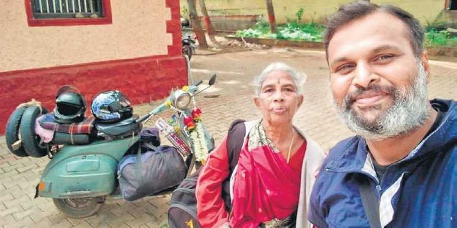Mysuru Man Took His Mother For A 48,000km Pilgrimage On A Bajaj Chetak Scooter