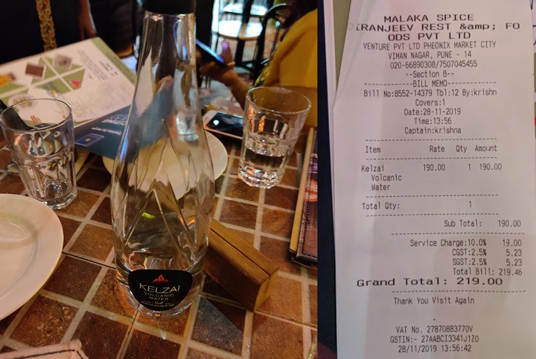 Malaka Spice In Pune Charges ₹220 For A Single Bottle Of Water & There’s No Option For Regular Water