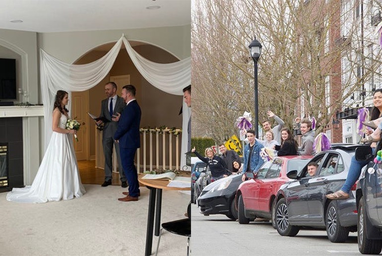 Couple Gets Married At Home; Neighbours Surprise Them By Celebrating From Their Cars