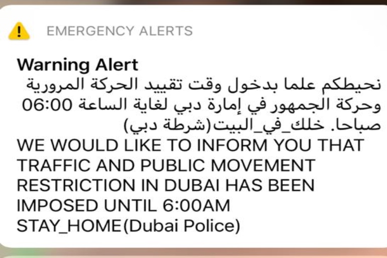 UAE Sends Emergency Alerts To Residents