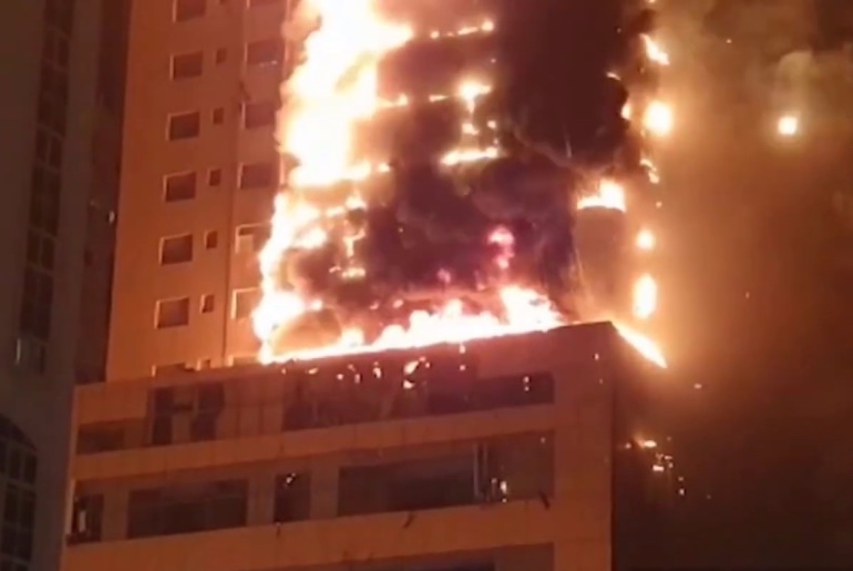 Massive Fire In A Residential Tower In Sharjah