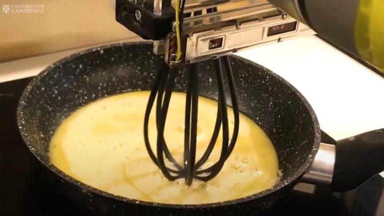 robot makes omelette