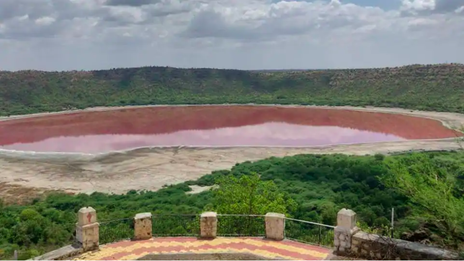 50,000 Year Old Lonar Crater Lake In Maharashtra Turns Mysteriously Pink