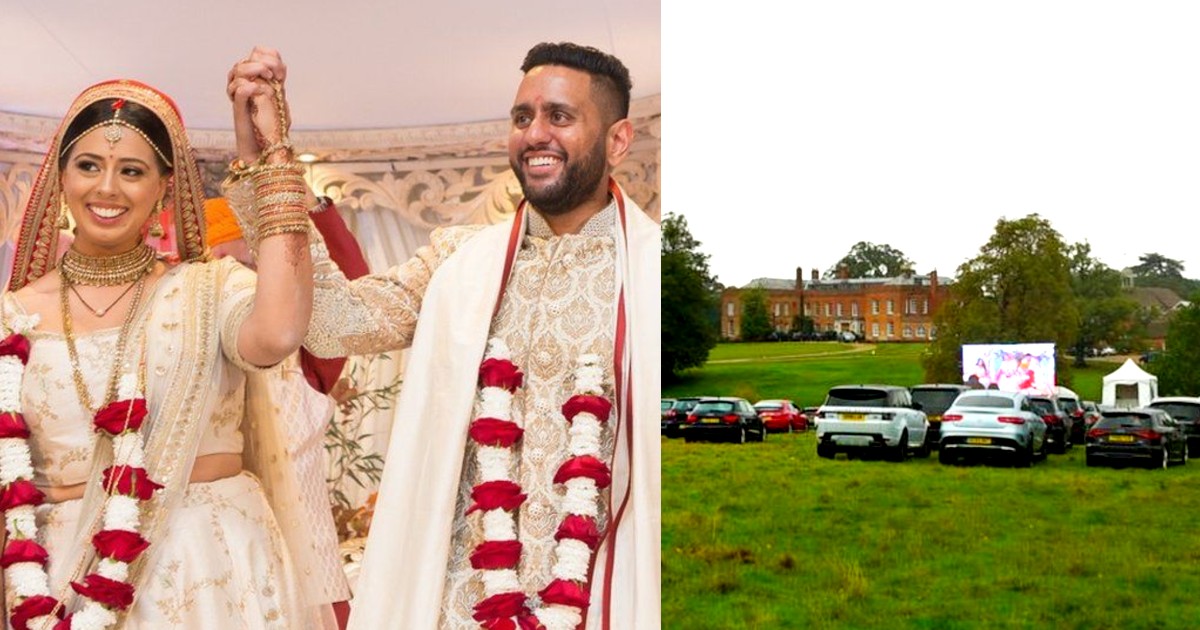 British-Indian Couple Host UK’s First Drive-In Wedding; 250 Guests Watch From Cars