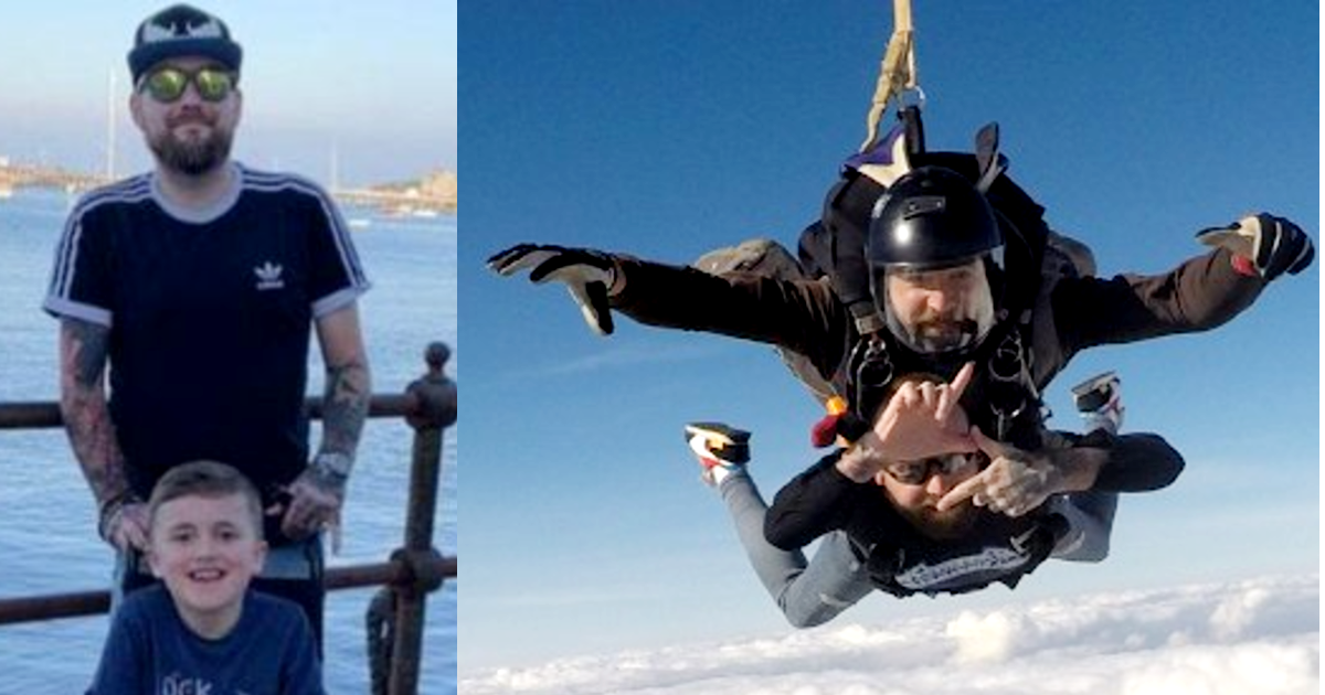 Father Overcomes Fear Of Heights To Skydive & Raise Funds For His Terminally Ill Stepson