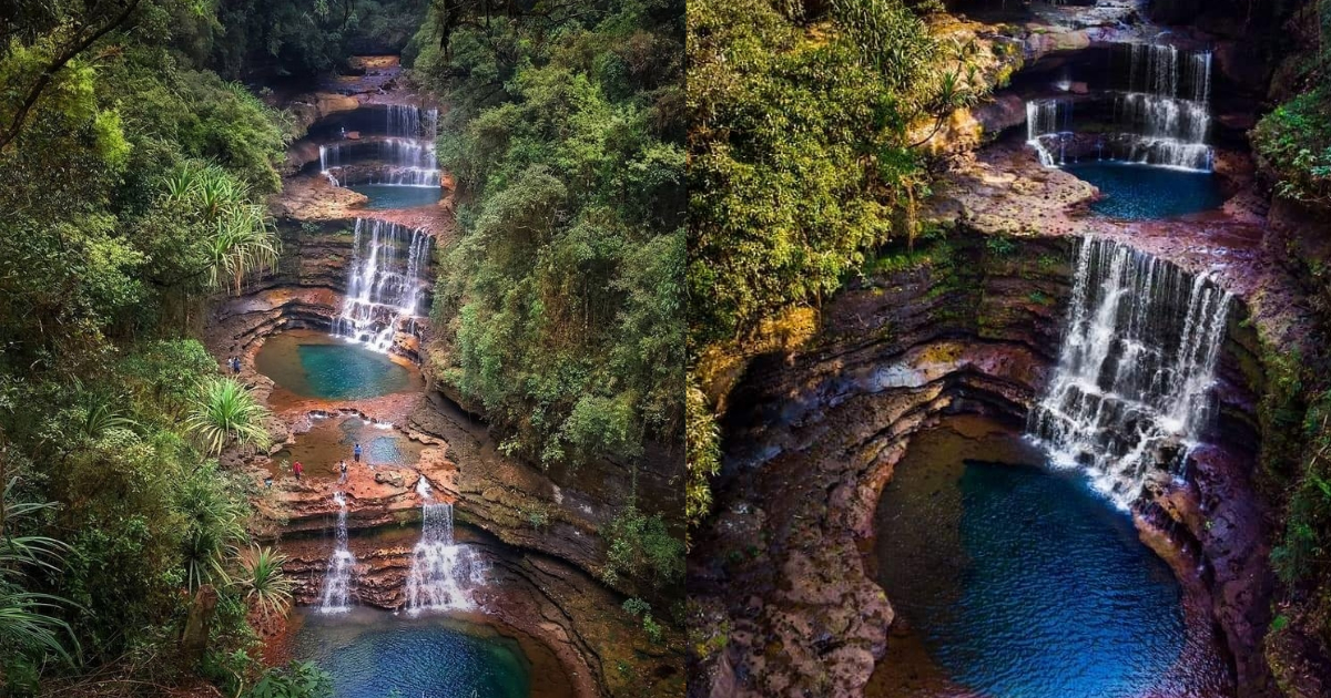 The Wei Sawdong Waterfall In Meghalaya Has Tiered Cascades Like The Pamukkale Springs In Turkey