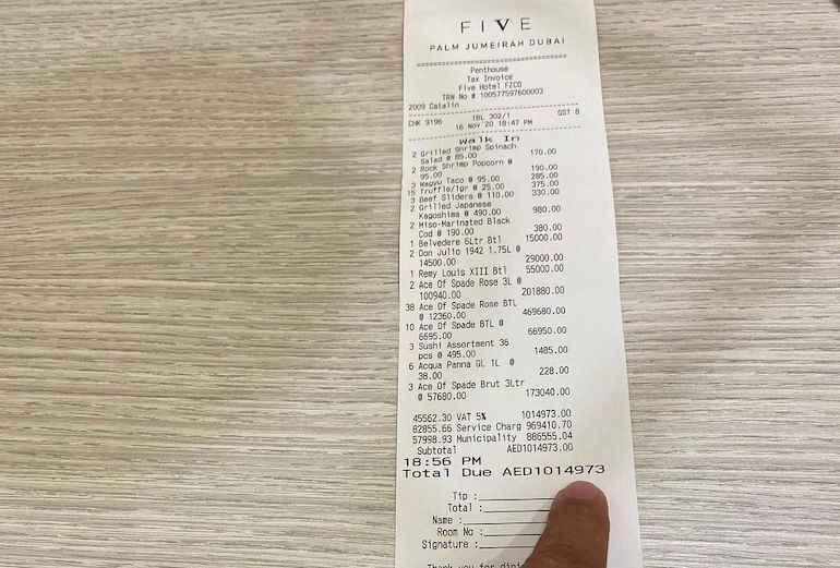 British DJ Spends Whooping AED 1 Million In A Night, Shares Bill On Instagram
