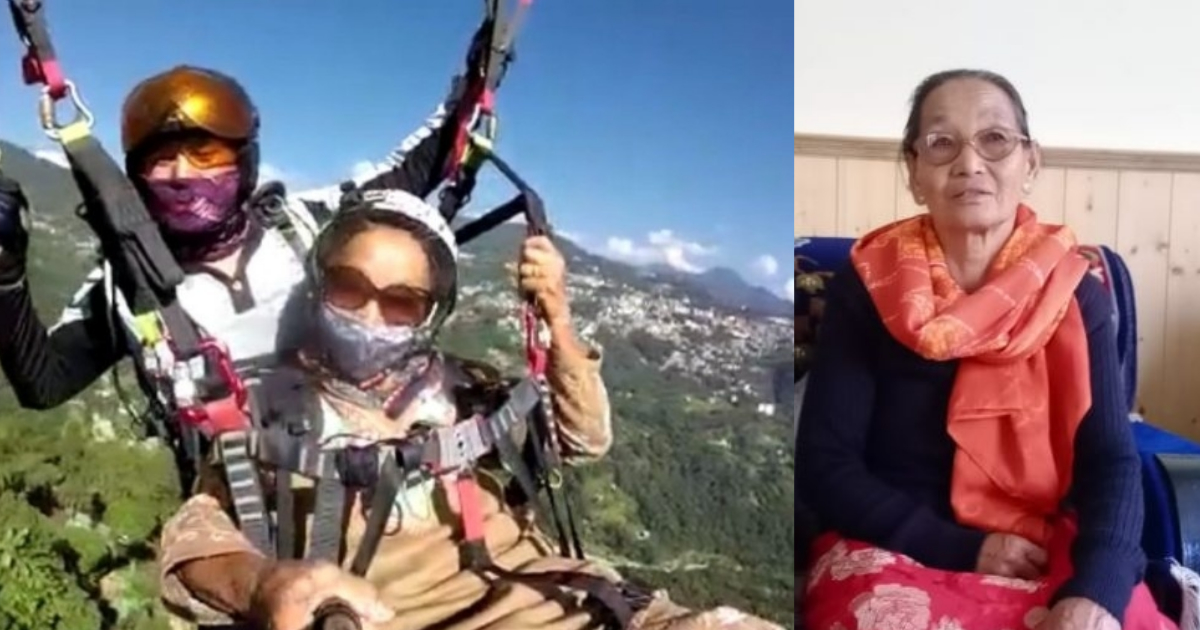 82-Year-Old Grandmother Paraglides In The Skies Of Sikkim To Become The Oldest Paraglider In The State