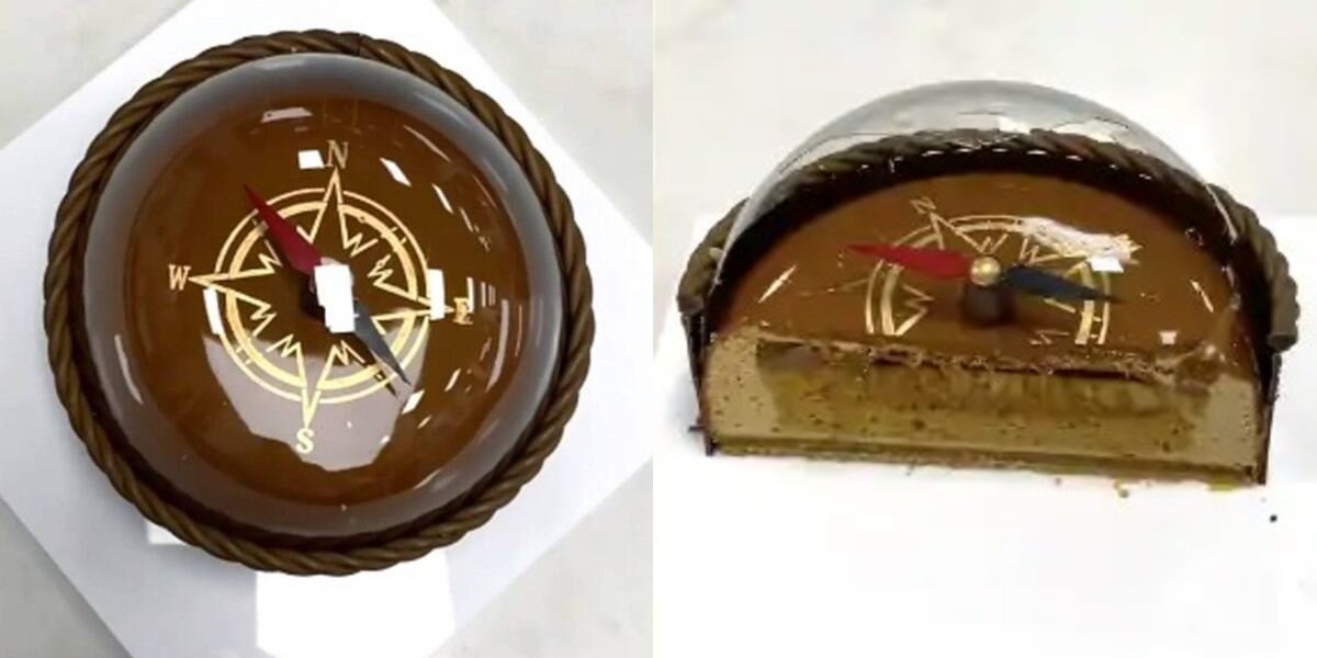 Pastry Chef Creates Chocolate Compass With Transparent Sugar Dome & Wows The Internet