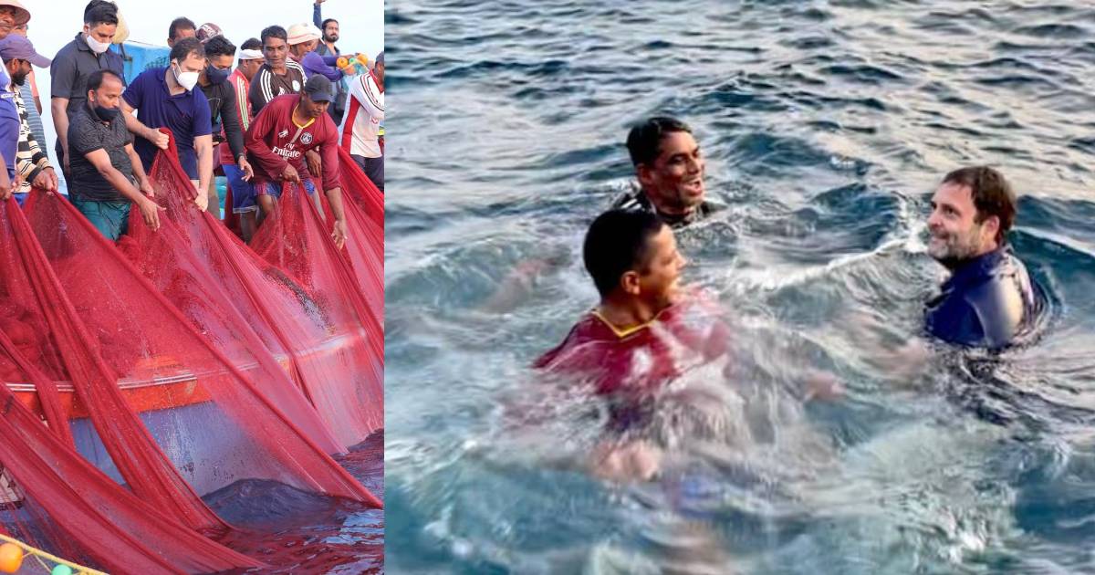 Rahul Gandhi Jumps Into Sea In Kerala To Swim With Fishermen For Morning Catch