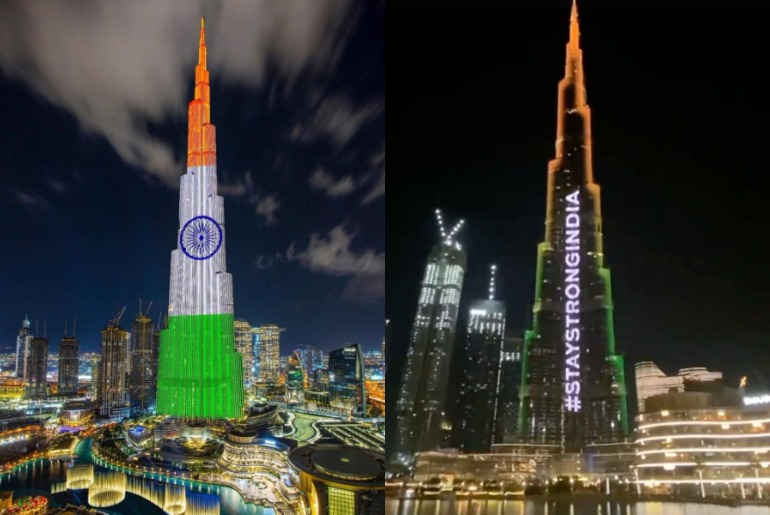 Burj Khalifa Lights Up In Support Of India Amid Surge In The Covid Cases In The Country