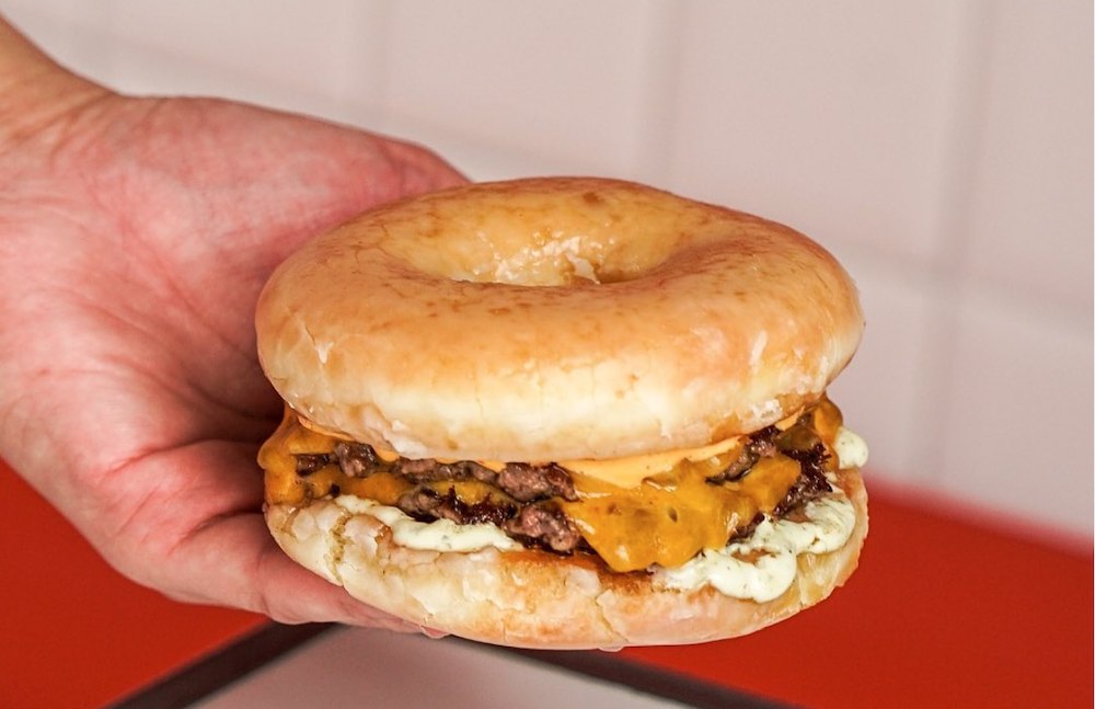 Savour Juicy Glazed Doughnut Burger At Four Ounce Barsha For AED 45