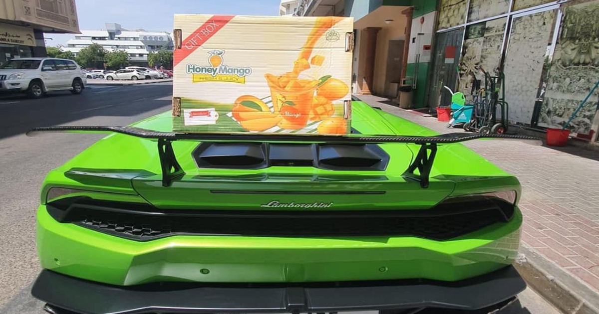This Dubai Supermarket Delivers Mangoes In A Swanky Lamborghini | Curly Tales UAE