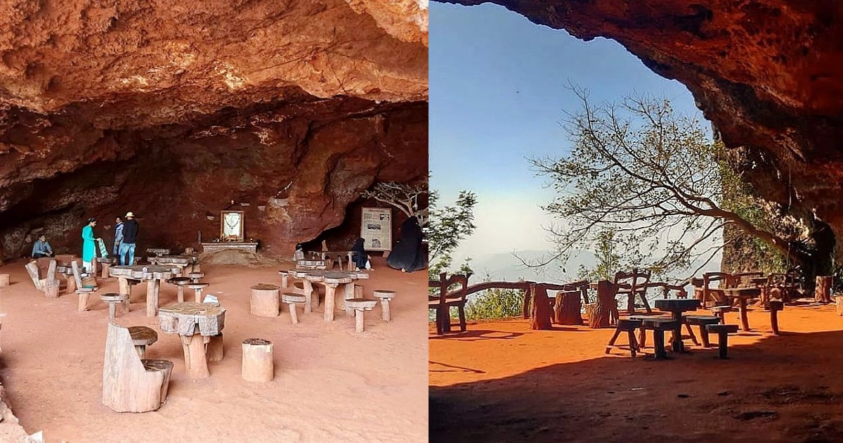 Dine Inside A Natural Cave Overlooking The Lush Green Mountains In Panchgani