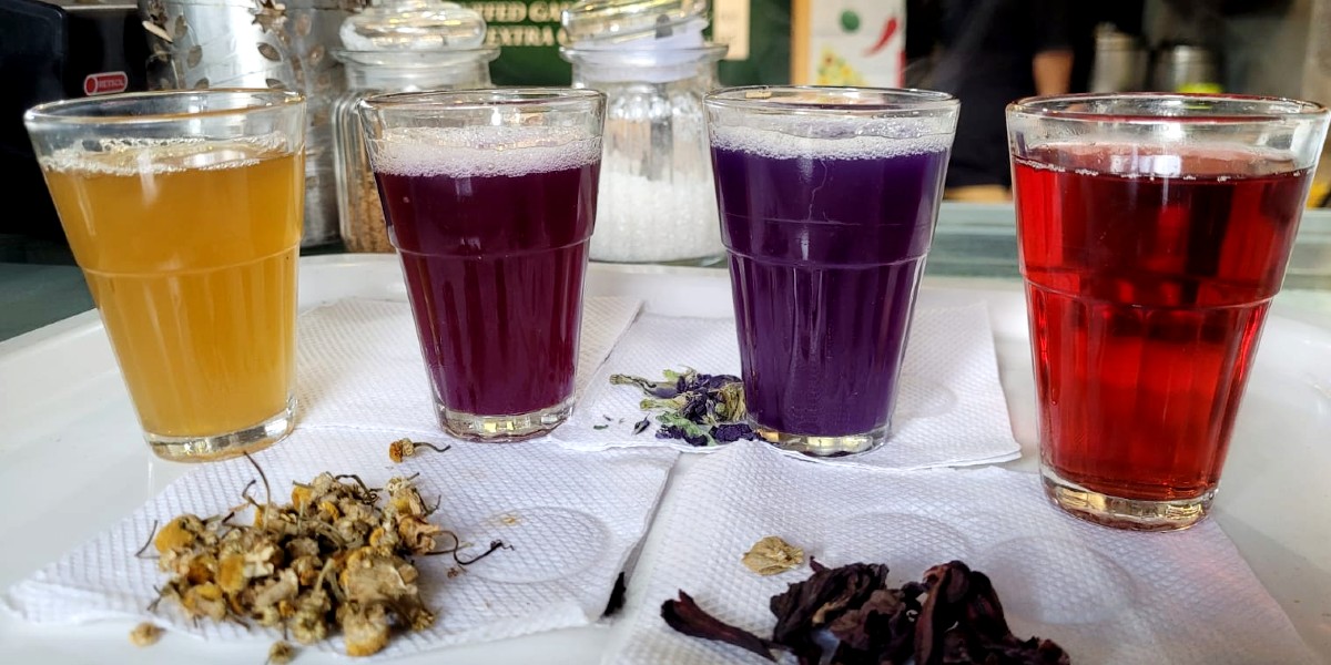This Tea Shop In Bangalore Serves Insta-Worthy Red, Yellow, Blue & Purple Tea Made From Fresh Flowers