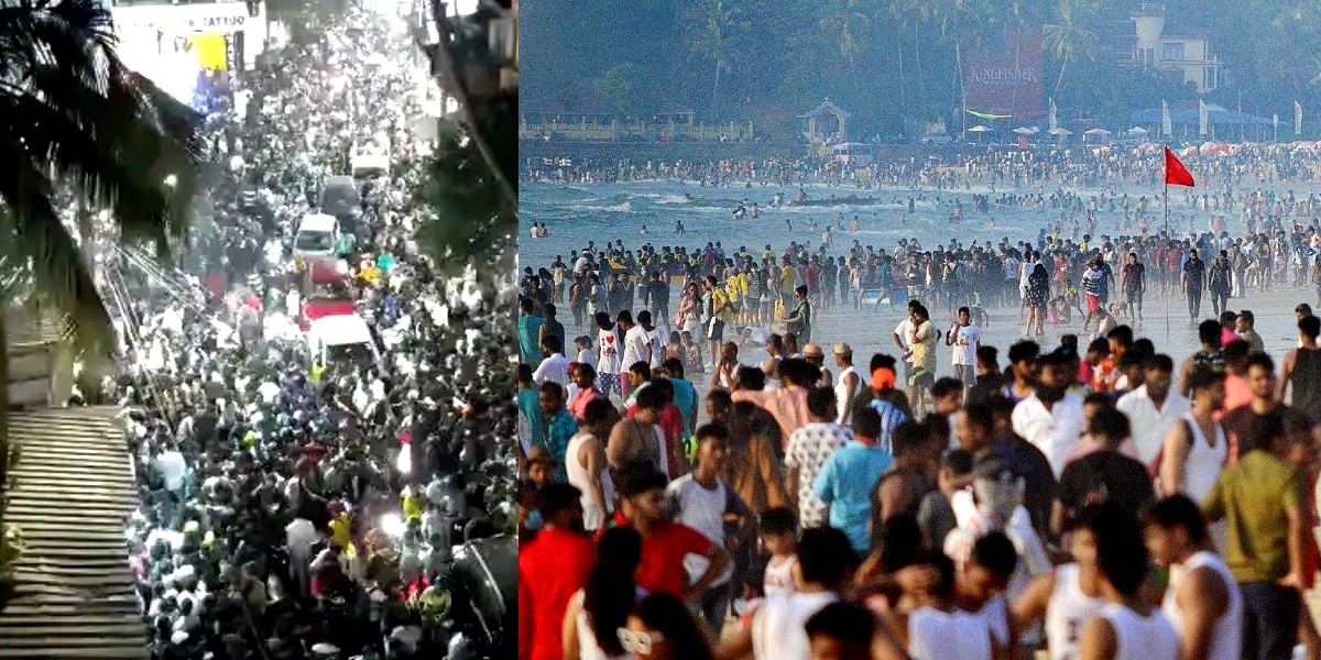Goa’s Baga Beach Witnessed Massive Crowd On New Year’s Eve; Viral Video Shows Shocking Scene