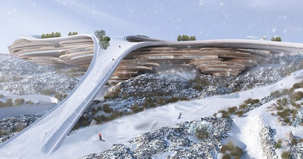 An All-Year Ski Resort To Come Up In Saudi Arabia With A Folded Vertical Bridge & A Lake