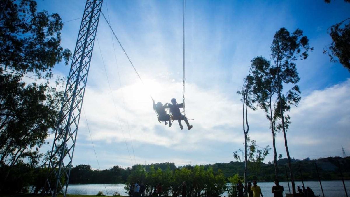 This 80-Feet-High Sky Swing In Bangalore Offers Stunning Lake Views