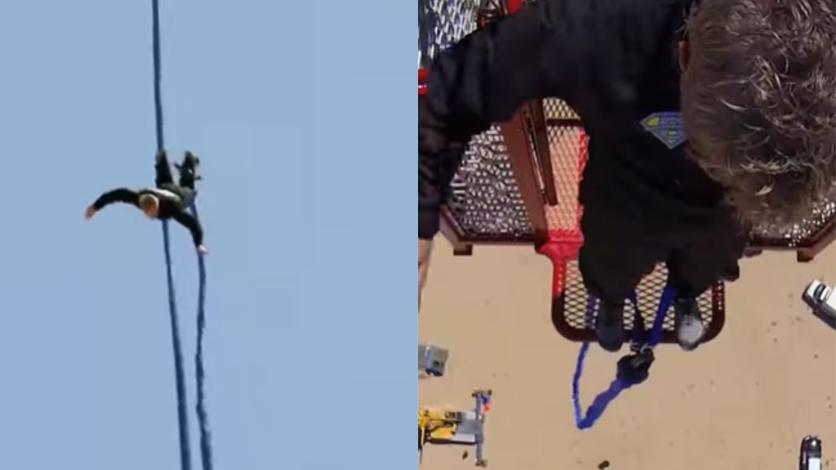 Man Bungee Jumps From 198 Feet To Dunk Doughnut In Coffee; Sets World Record
