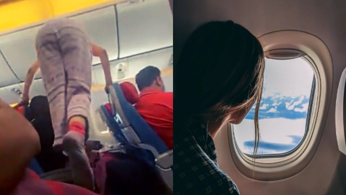 Bizzare! Woman Climbs Armrest Mid-Flight, Hops Over To Reach Her Window Seat