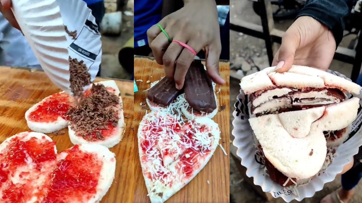 Gujarat Vendor Prepares Heart-Shaped Sandwiches With Cheese & Ice Cream