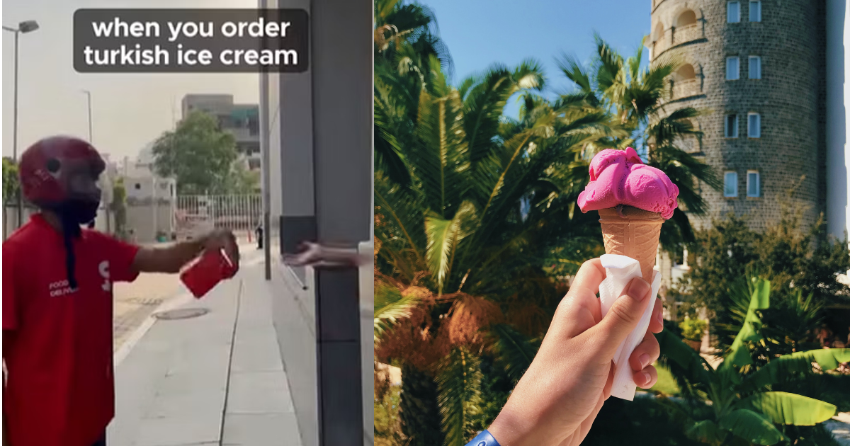 Zomato Delivery Guy’s Style Of Giving Turkish Ice Cream To Customer Is Amusing Internet
