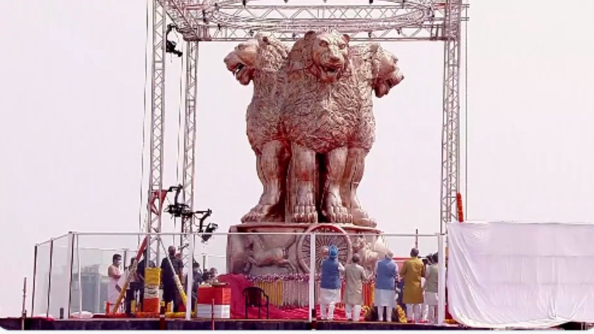 PM Modi Unveils Towering Statue Of National Emblem At The New Parliament