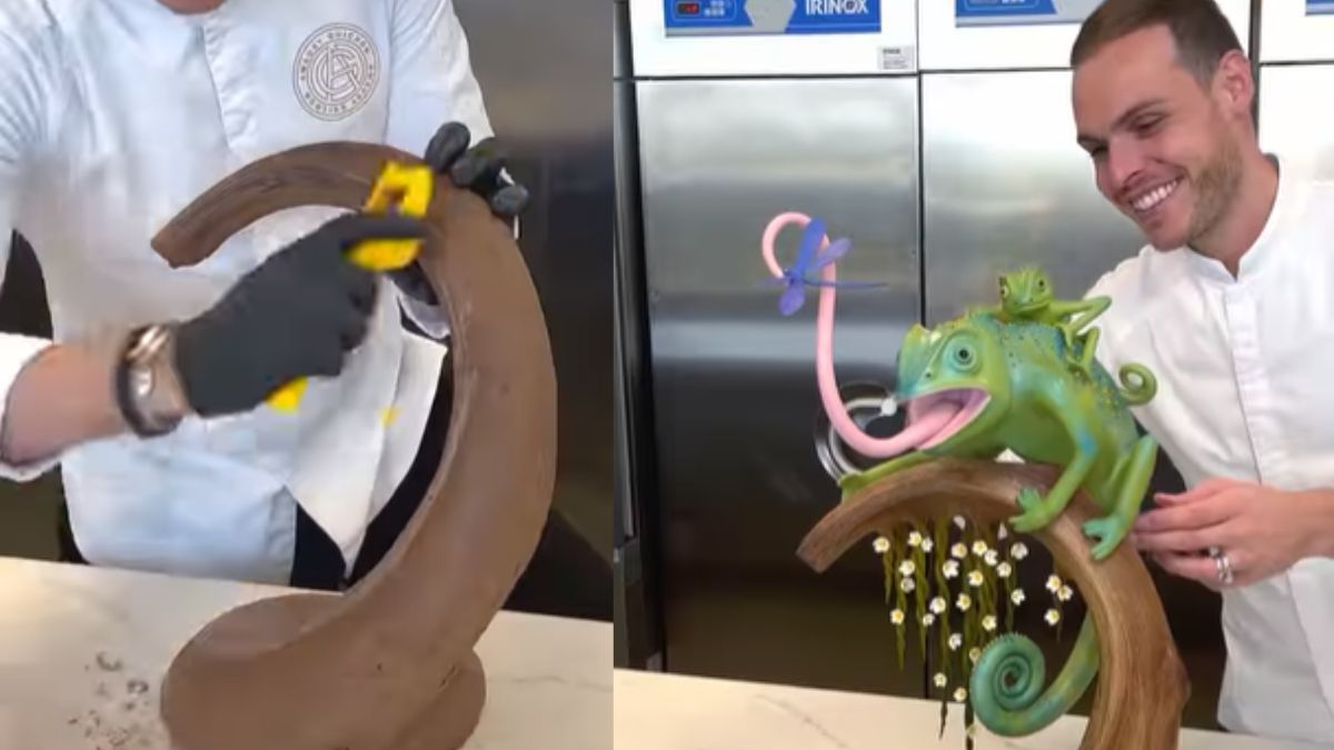 Chef Creates A Chameleon Out Of  Chocolate That Looks Too Real