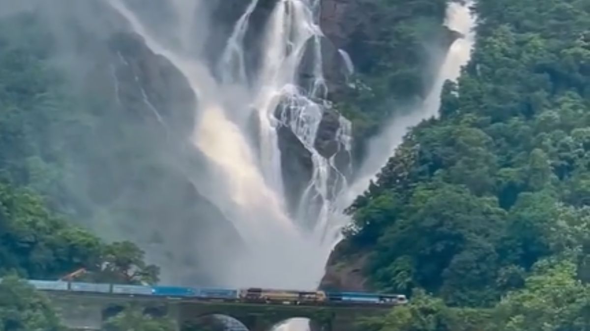 Goa’s Dudhsagar Falls Captured In Its Monsoon Glory Looks Like A Sea Of Milk