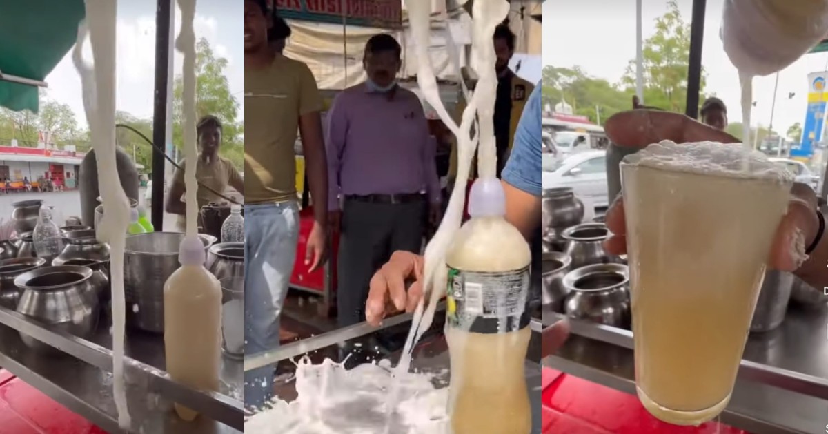 Food Vendor’s Unique Fountain Style Of Soda Making Is Amusing The Internet
