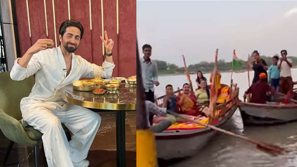 Ayushman Khurrana Meets Female Fans In Mathura Who Want To Jump Off Boat To Meet Him