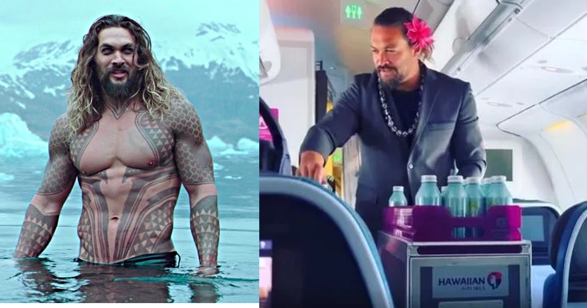 Jason Momoa Turns Real Life Aquaman As He Hands Out Water Bottles On Hawaii Flight