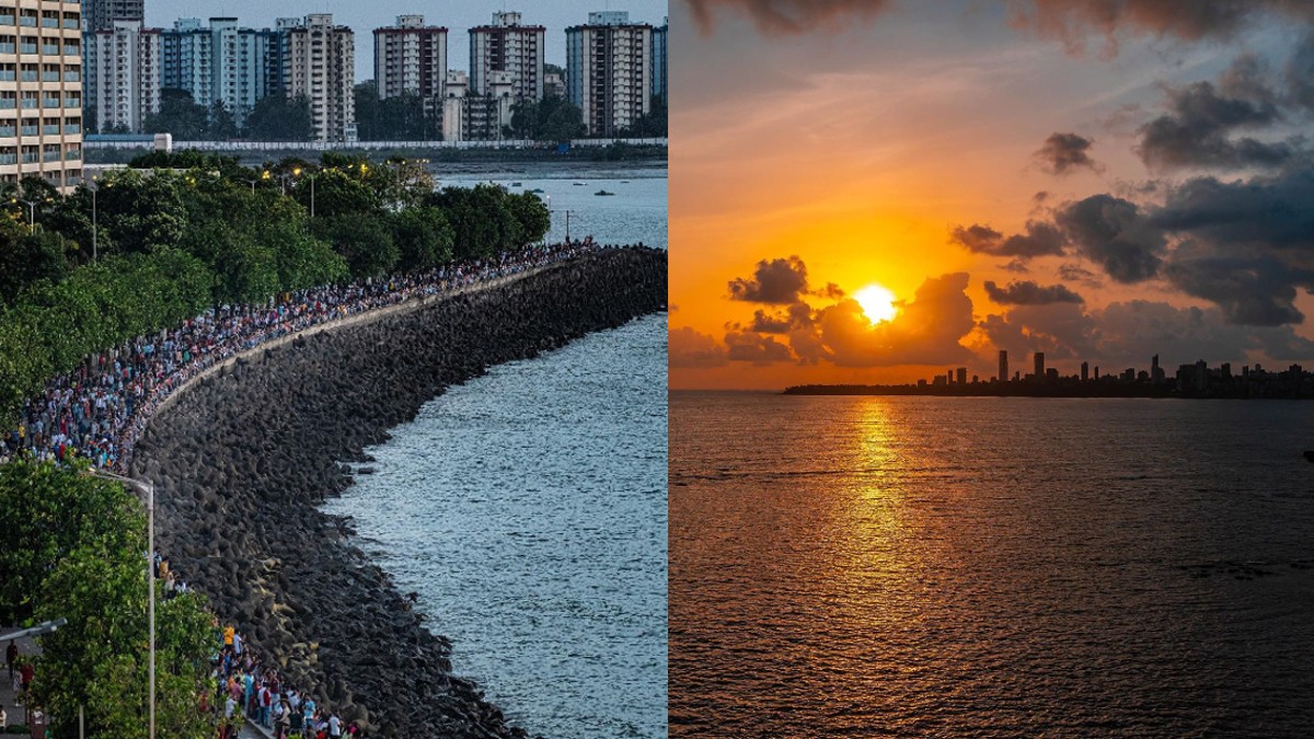 Thousands Flock To Marine Drive On Sunday To Catch A Typical Mumbai Sunset