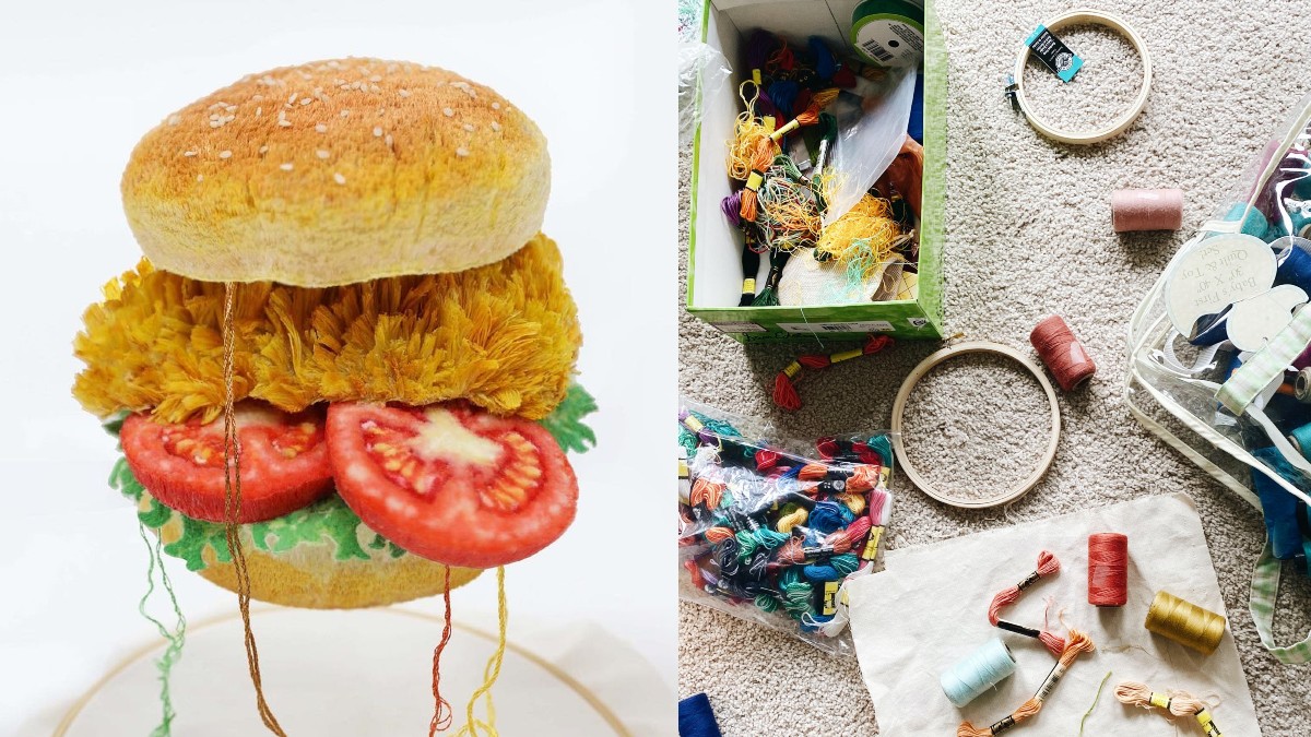 Would You Believe Us If We Told You That This Burger Is Made Out Of Threads? Embroidery Artist Stuns Netizens