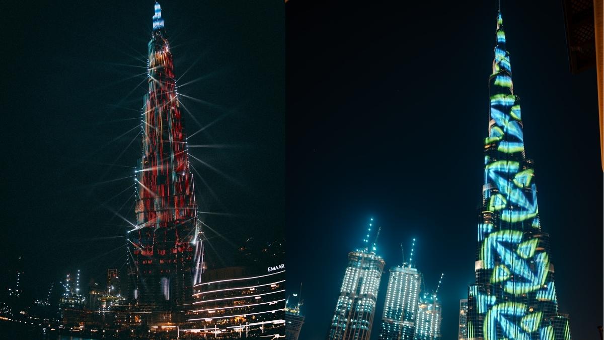 laser advertising on Burj Khalifa