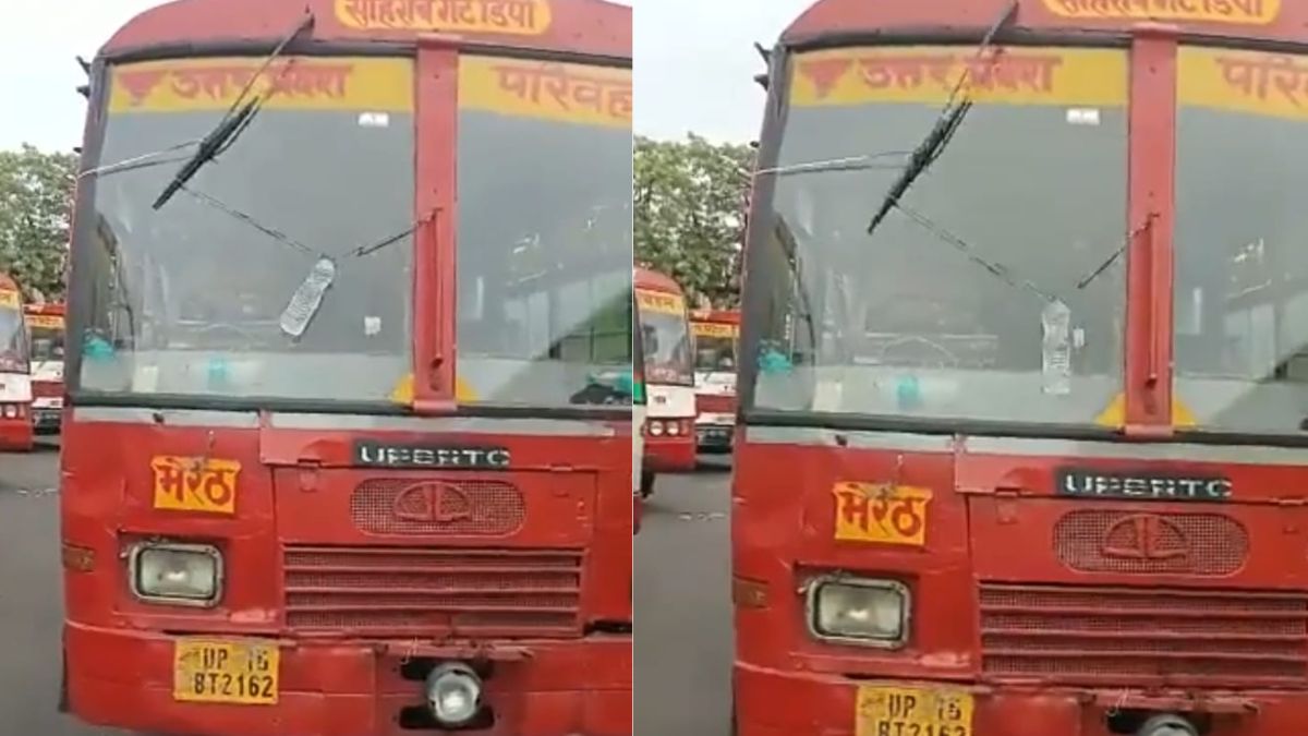 UP Bus Driver Comes Up With An Innovative ‘Jugaad’ For Broken Windshield Wiper