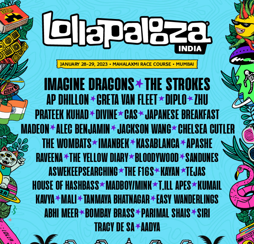 Lollapalooza India 2023 - Artist Lineup Poster