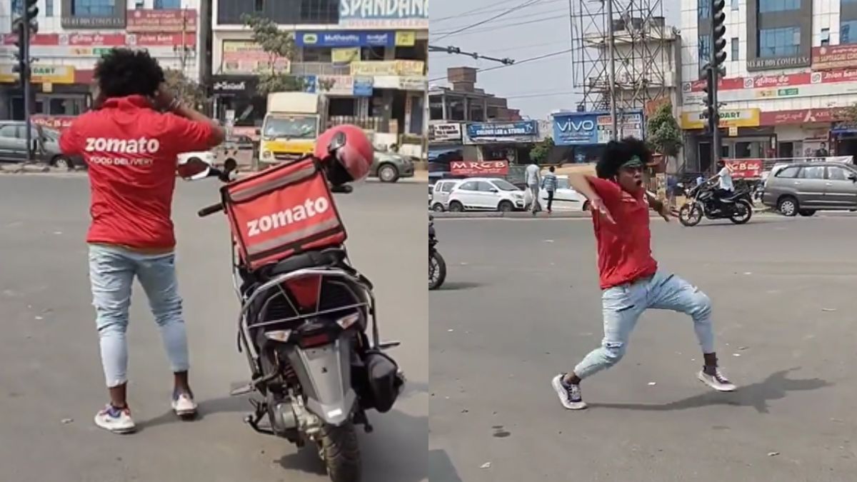 Food Delivery Boy Breaks Into Dance In The Middle Of The Road, Netizens Give Mixed Reactions