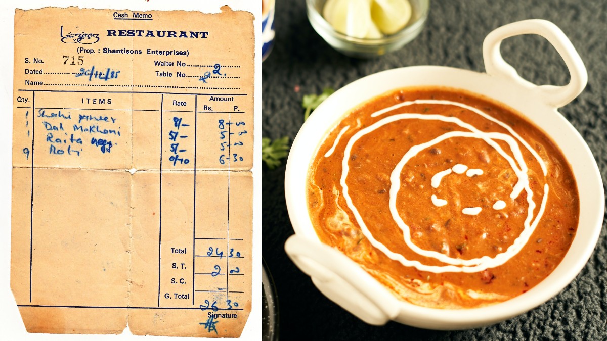 Just ₹5 For Dal Makhani, This Food Bill From 1985 Leaves Foodies Feeling Nostalgic About Good Old Days