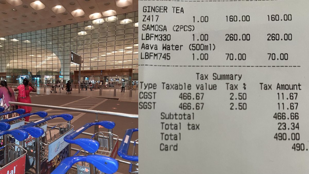 Chai For ₹160, Samosa For ₹260, Journalist Mocks Mumbai Airport Food Bill.  Says, "Kaafi Acche Din Aaye Hai"