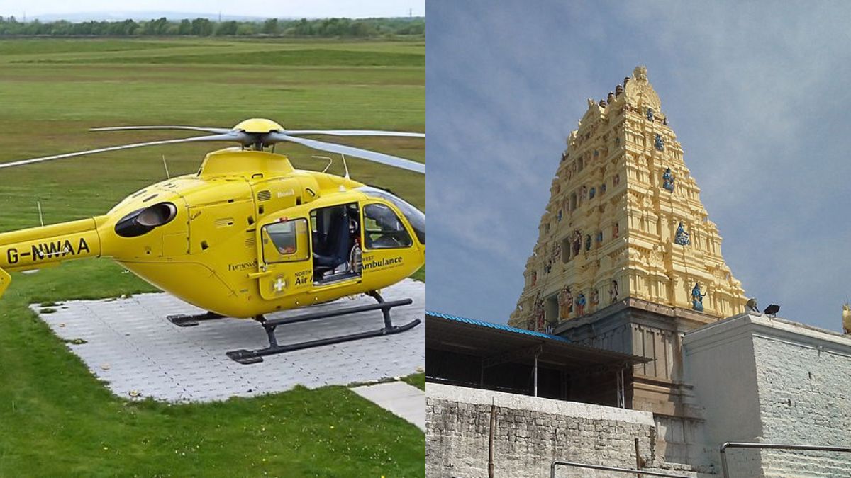 Telangana Businessman Flies His Helicopter To The Temple For Vahan Puja. Cuz He Can!