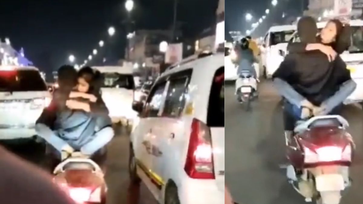 Watch: Couple Get Cosy On A Moving Scooty In Lucknow; Police Starts A Probe 