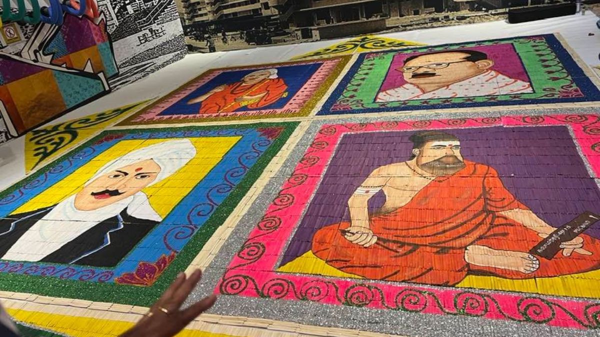 This Desi Mother-Daughter Duo Used 26,000 Ice Cream Sticks To Create A Record-Breaking Rangoli